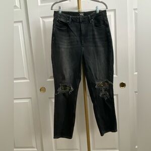 Guess Black Distressed Ankle Jeans